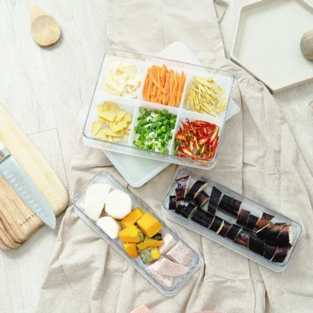 【Silicook】組合B 大型食材4件組 850ml&1900ml 附2組隔版  保鮮盒 冰箱整理盒 密封保鮮盒 廚房收納盒
