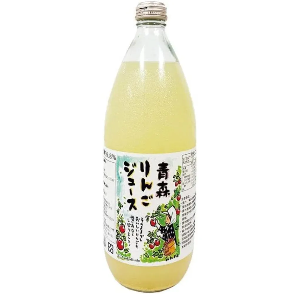 【RealShop 真食材本舖】日本青森99.8％ 現採鮮榨蘋果汁 大罐裝1000ml x6瓶(非濃縮還原 不加一滴水)