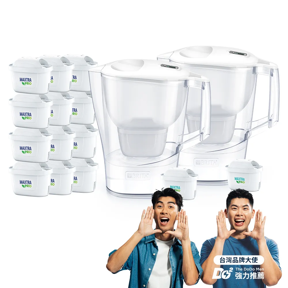 【BRITA】官方直營 愛奴娜濾水壺X2+MXPRO去水垢12入濾芯(共2壺14芯)