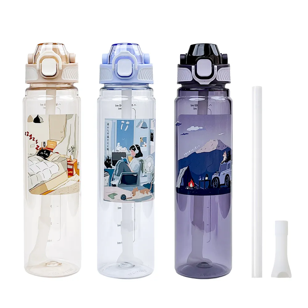 【Maru 丸山製研】美國Tritan彈蓋握把好提吸管兩用水壺1000ml