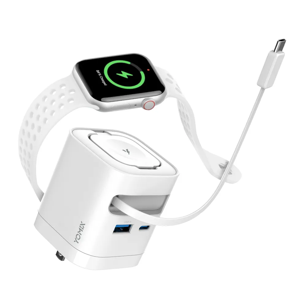 【YOMIX 優迷】65W氮化鎵四合一手錶自帶線快充充電器(Type-C/USB/Apple Watch/筆電快充/豆腐頭/充電頭)