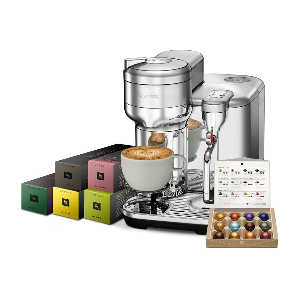 【Nespresso】Vertuo Creatista膠囊咖啡機_不鏽鋼金屬色 奶泡機 全自動咖啡機(晨間美式50顆組)