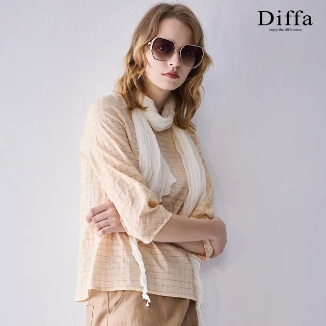 【Diffa】桔格織紋七分袖上衣-女
