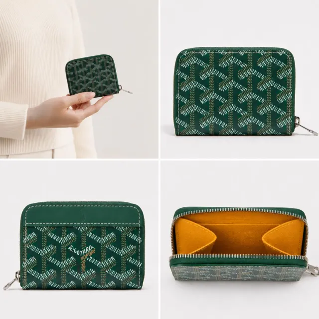 【GOYARD 高雅德】Matignon 牛皮 綠色 迷你 拉鍊錢包 零錢包