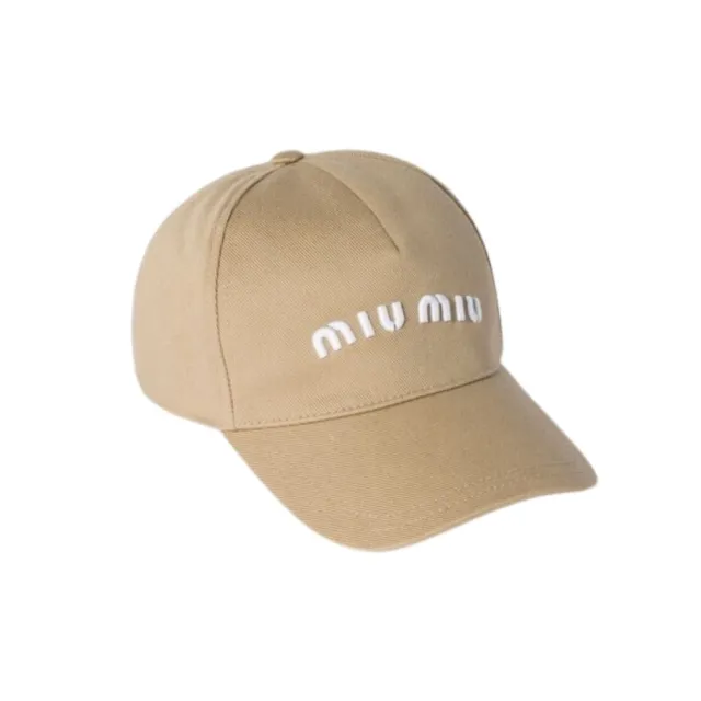 【MIU MIU】卡其配白色 鴨舌帽(S)