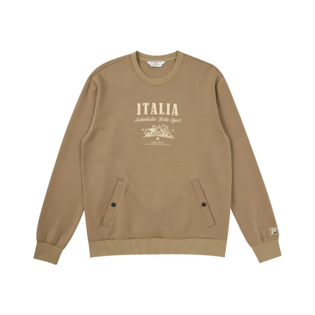 【FILA】男長袖圓領T恤-卡其棕 1TEA-5433-OV