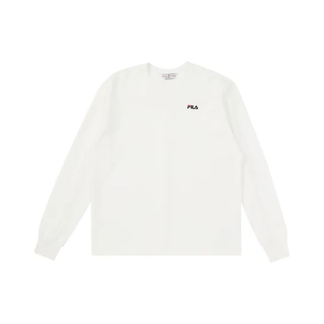 【FILA】中性長袖圓領T恤-米白 1TEA-5432-WT