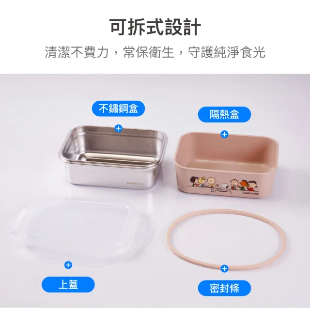 【LocknLock 樂扣樂扣】官方直營 可微波玩美Match不鏽鋼隔熱便當盒 800ml (史努比/Snoopy聯名系列)
