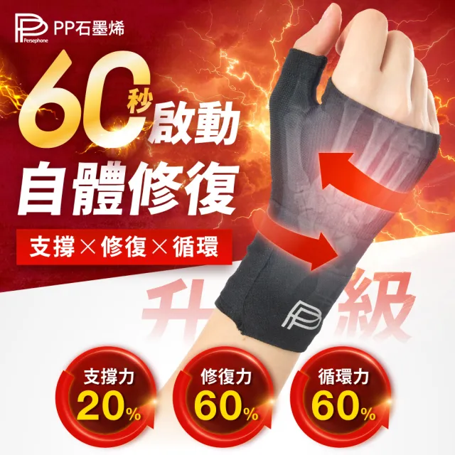 【PP 石墨烯】石墨烯粒線能量修復護腕2入(護手腕 媽媽手 滑鼠手)