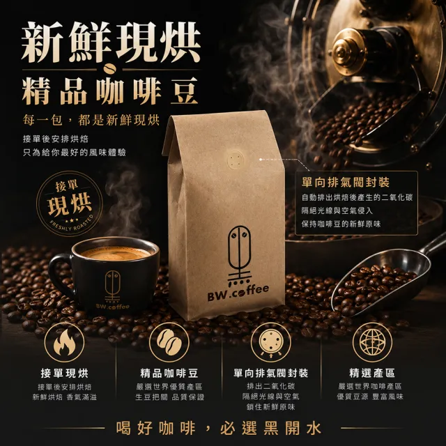 【黑開水】現烘特級藍山咖啡豆1磅 淺焙(450g/包)