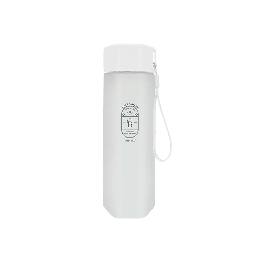 【GREEN BELL 綠貝】白色霧面手提花森水壺600ml(隨行 輕巧 提帶 野餐 戶外 SGS)