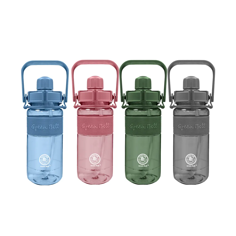【GREEN BELL 綠貝】手提彈跳吸管運動太空水壺-附背帶600ml(提把 耐摔 寬口 戶外 健身 環保 不含BPA)