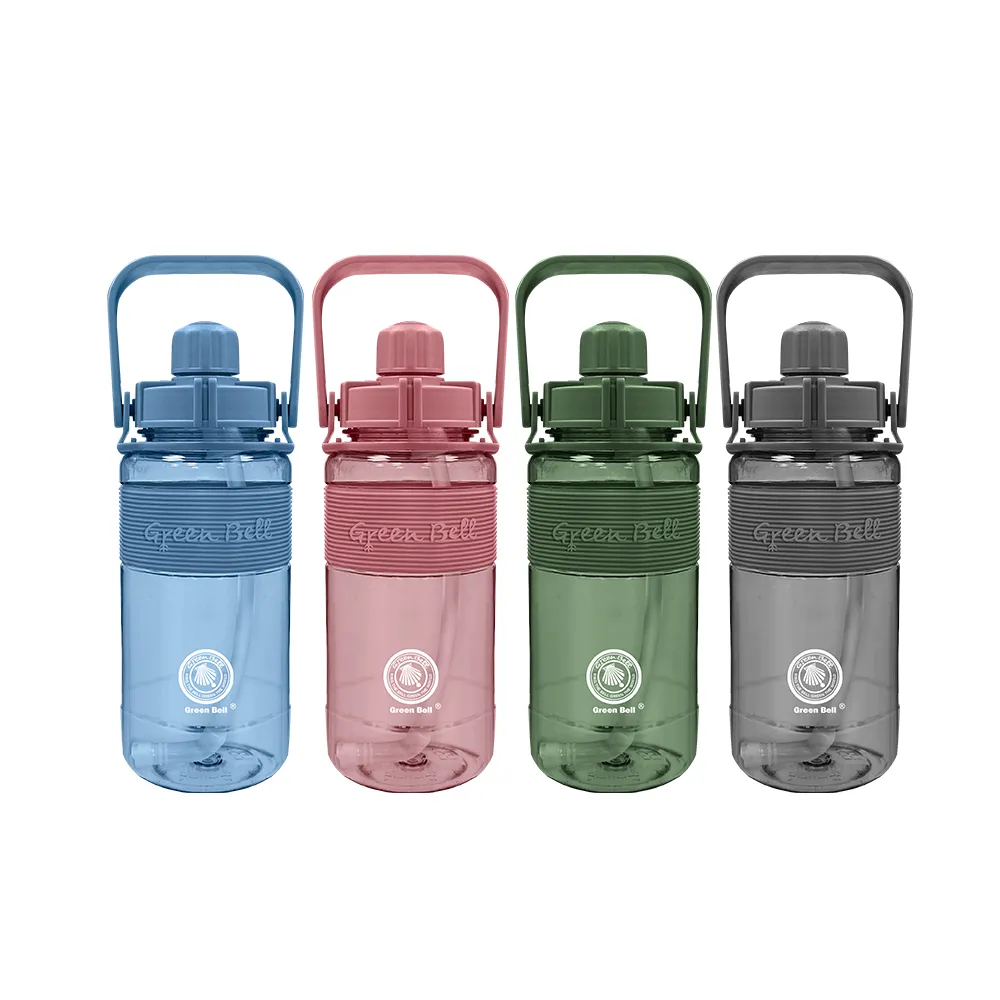 【GREEN BELL 綠貝】手提彈跳吸管運動太空水壺1000ml-附背帶(大容量 提把 耐摔 寬口 戶外 不含BPA)