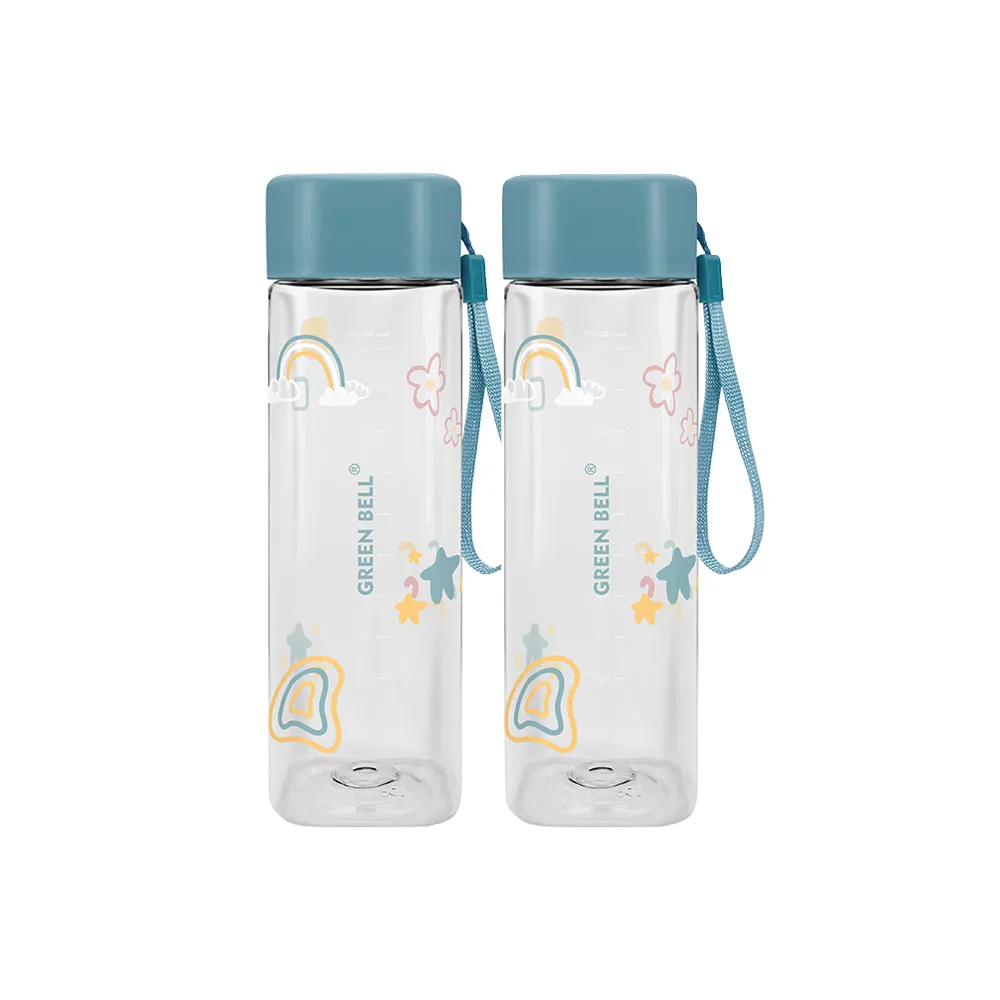【GREEN BELL 綠貝】Tritan手提童趣水壺600ml2入組(隨行 輕巧 兒童 開學 野餐 不含BPA)