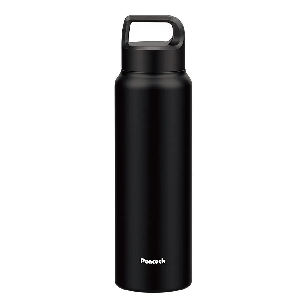 【Peacock 日本孔雀】運動酷跑316不鏽鋼 手提式 戶外專業保冷保溫杯800ML-消光黑(保溫瓶)