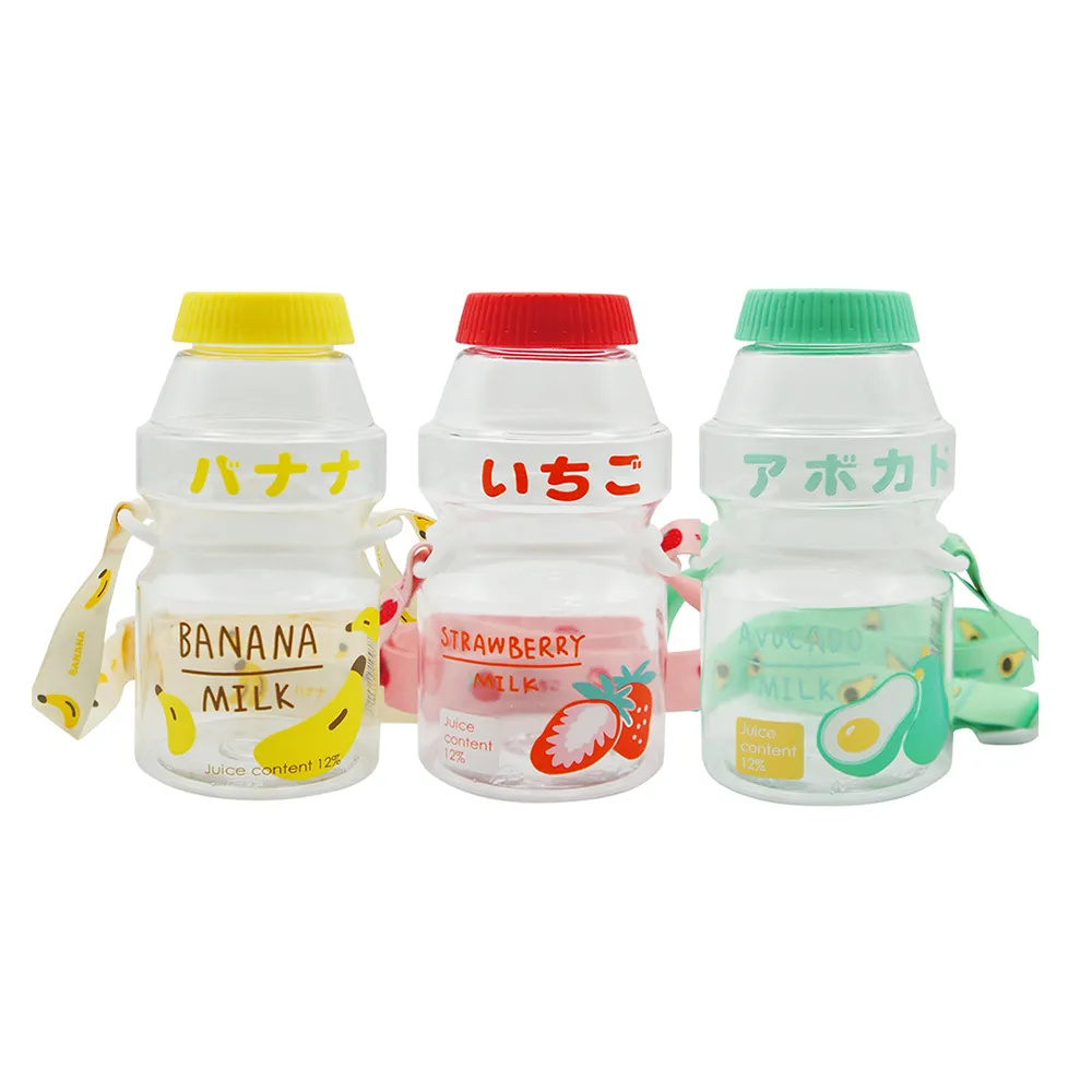【GREEN BELL 綠貝】透明水果口愛多多瓶水壺470ml-附背帶(兒童 幼兒 開學 可愛 耐摔 不含BPA)