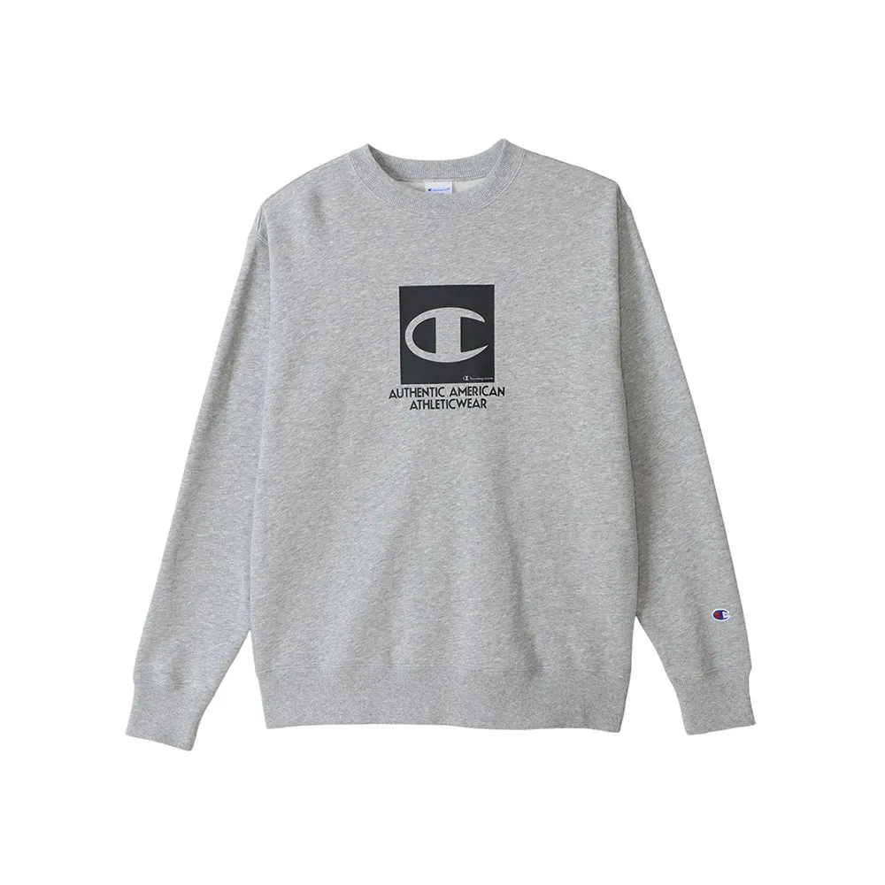 【Champion】官方直營-經典款圓領印花上衣-男(灰色)