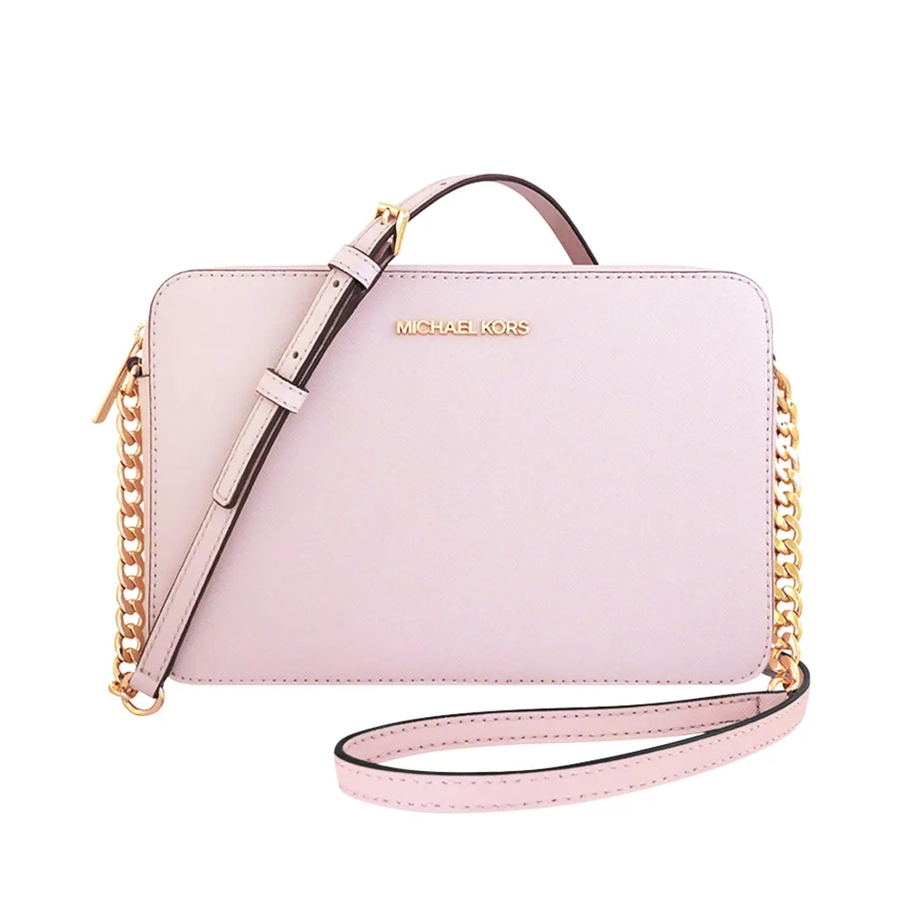 【Michael Kors】Jet Set Item 防刮皮革方形鍊帶相機包(櫻花粉色)