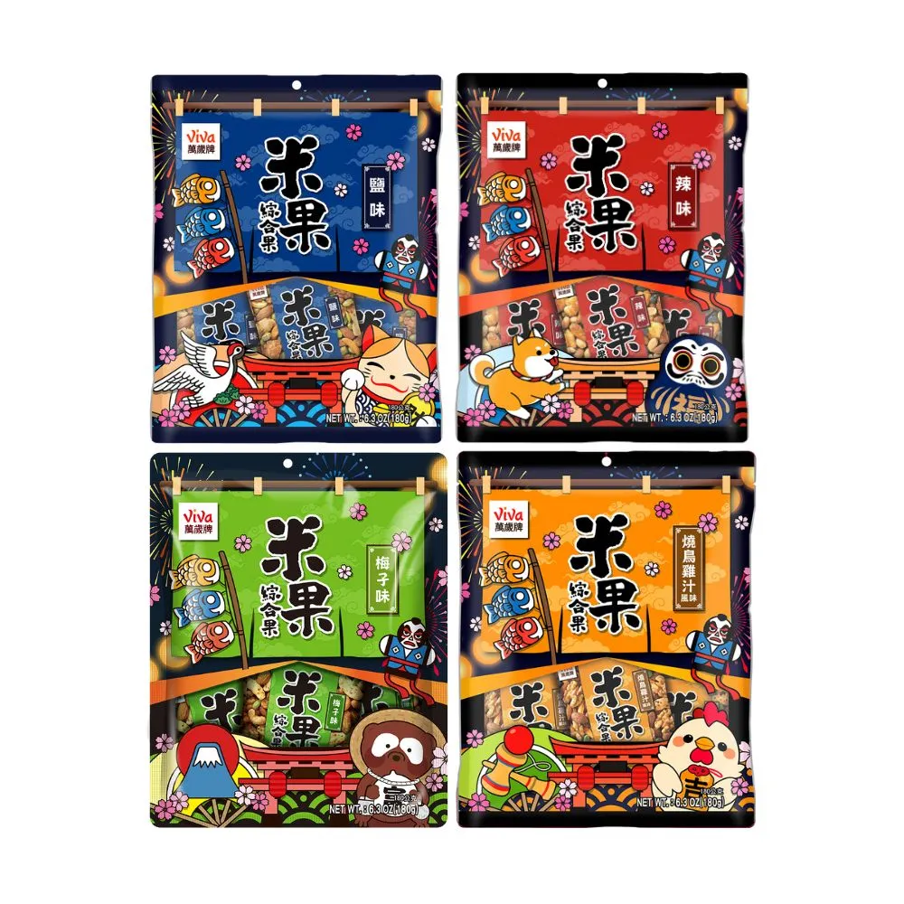 【萬歲牌】米果綜合果系列-鹽味/辣味/梅子味/燒鳥雞汁風味(任選口味)x2袋組(20gx18包)