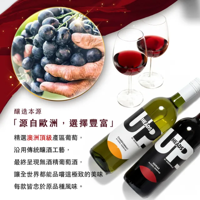 【HEADS UP】EDENVALE 無酒精紅酒/白酒 750ml/瓶-附提袋 (零酒精的養生葡萄飲/送禮/聚會)