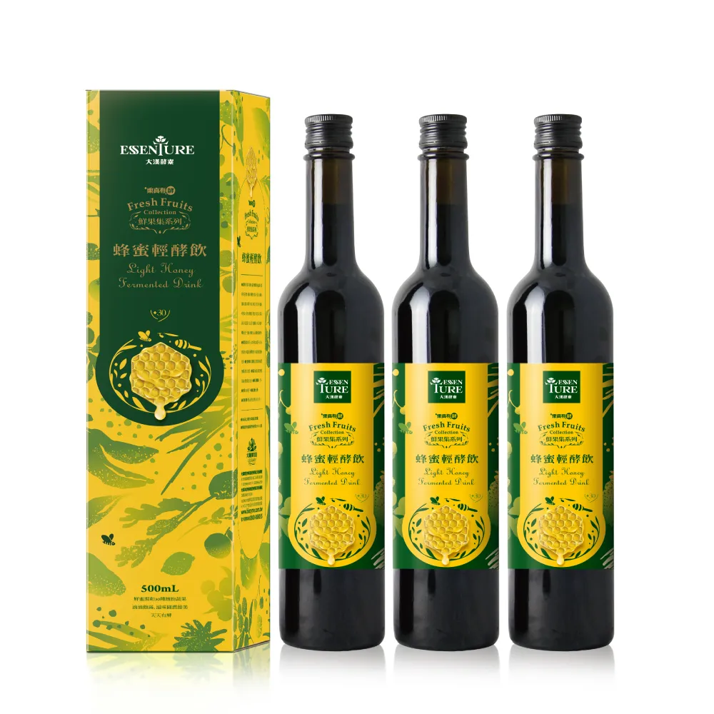 【ESSENTURE 大漢酵素】蜂蜜輕酵飲(500mL*3瓶組)-順暢 代謝 蜂蜜 酵素 全素(原廠出貨)