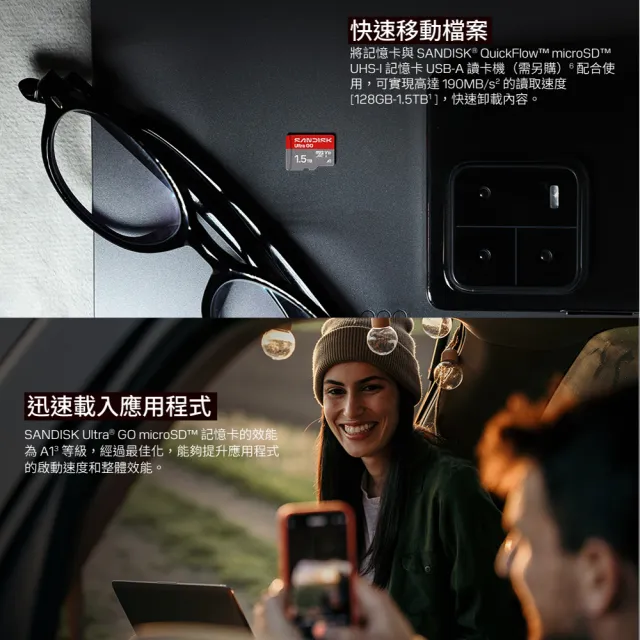 【SanDisk 晟碟】〔全新版〕128GB Ultra GO microSDXC UHS-I A1 記憶卡 (讀取190MB/s 原廠10年保固)