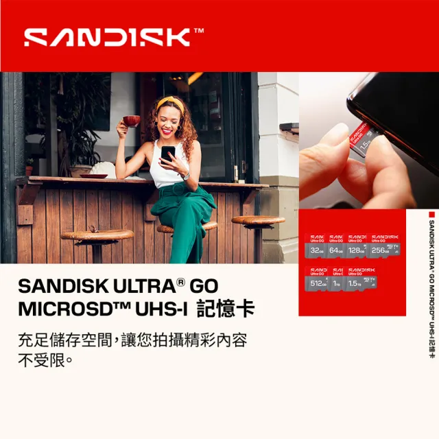 【SanDisk 晟碟】〔全新版〕256GB Ultra GO microSDXC UHS-I A1 記憶卡 (讀取190MB/s 原廠10年保固)