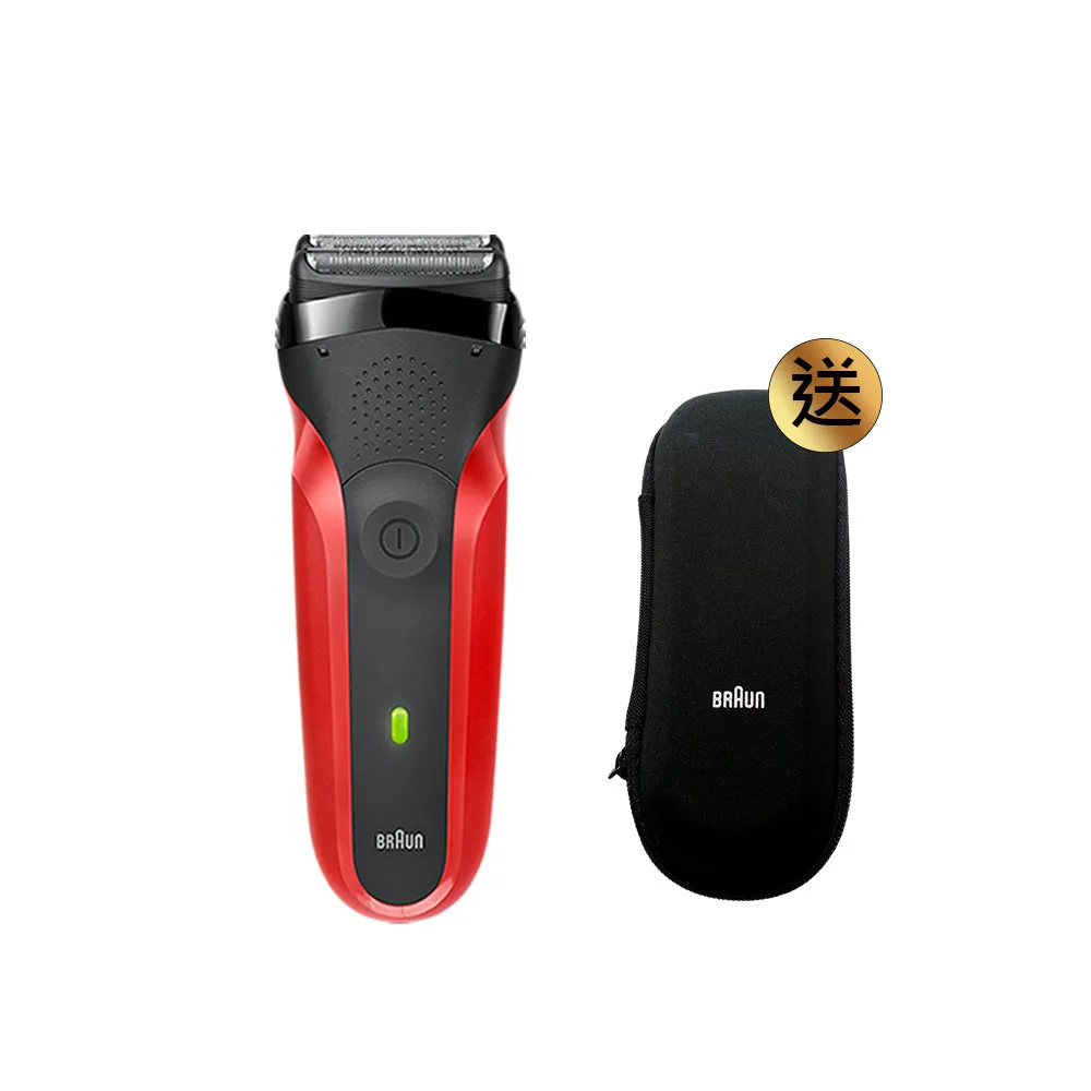 【BRAUN 百靈】三鋒系列電動刮鬍刀/電鬍刀-紅  充插兩用(300s-R)