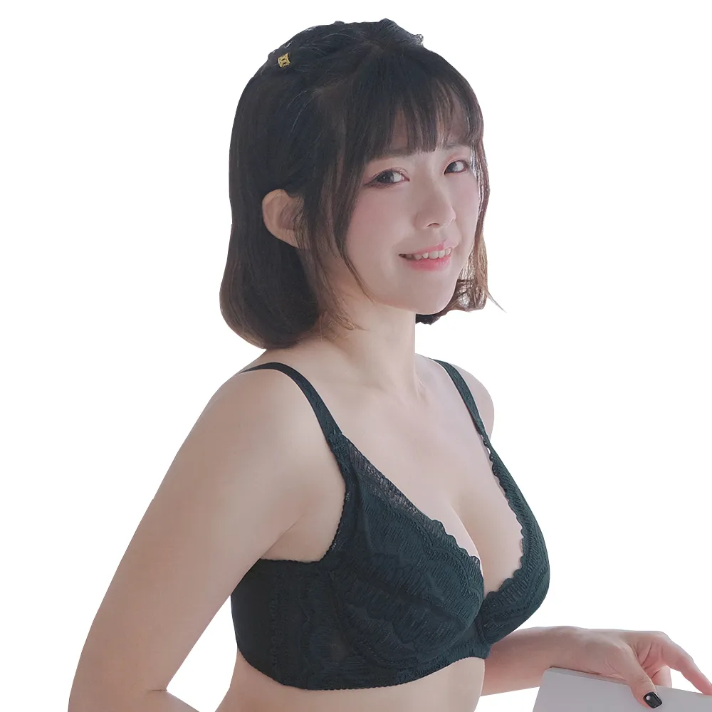 【魔莉莎】成套組 台灣製日落之花涼感集中高脅邊防副乳水餃口袋設計機能內衣(S32 欣墨綠)
