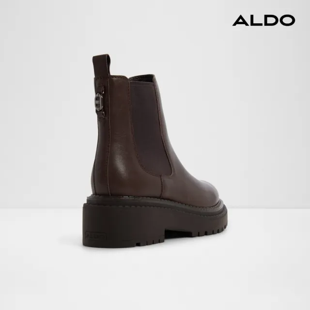【ALDO】BESTINA-真皮切爾西厚底短靴-女鞋(咖啡色)