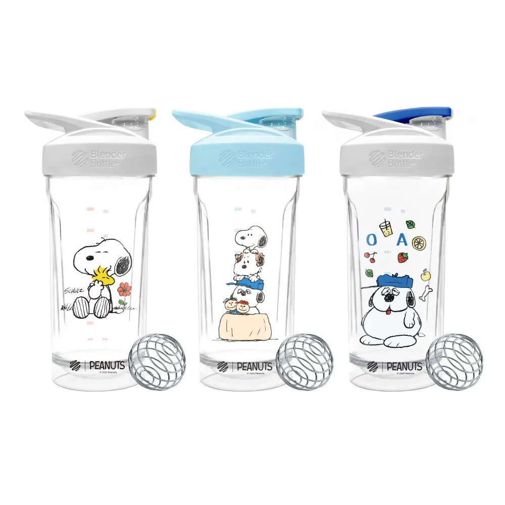 【Blender Bottle】史努比Peanuts〈Strada Tritan〉按壓式防漏環保水壺28oz/828ml(隨行杯/運動水壺/搖搖杯)
