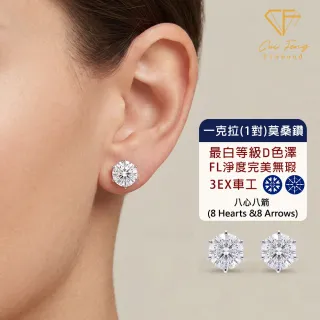 【CF Diamond】耳環 莫桑鑽《永恆之星》一對共2克拉 新品 (一克拉 耳釘 耳針 耳飾 生日禮物)