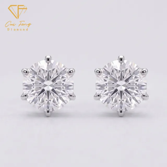 【CF Diamond】耳環 莫桑鑽《永恆之星》一對共2克拉 新品 (一克拉 耳釘 耳針 耳飾 生日禮物)