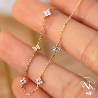 【NANA】娜娜 S925鍍14K金四葉草滿天星手鍊兩色 N115081303(S925 麻花 蝴蝶結 四葉草 滿天星 手鍊 兩色)