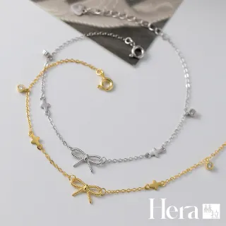 【HERA 赫拉】S925鍍14K金麻花蝴蝶結四葉草手鍊兩色 H115081302(S925 鍍14K金 麻花蝴蝶結 四葉草 手鍊)