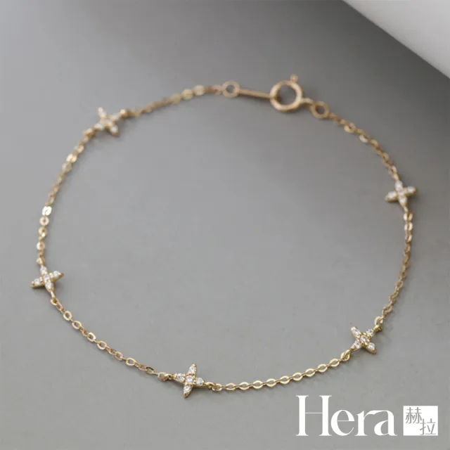 【HERA 赫拉】S925鍍14K金滿鑽星星小花鋯石手鍊 H115081301(S925 鍍14K金 滿鑽星星 小花鋯石 手鍊)