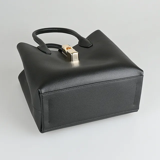 【FURLA 芙拉】FURLA精品小牛皮拱形鎖扣手提斜背包(小/黑)