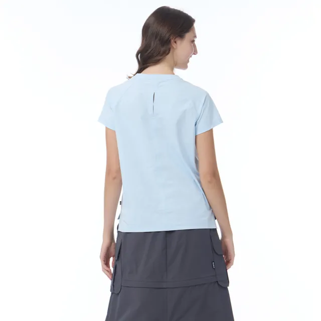 【NAUTICA】官方旗艦 女裝 簡約立體刺繡抗UV短袖T恤(淺藍色)
