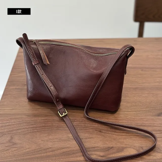 【米蘭精品】現貨+預購 真牛皮側背包餃子包真皮革單肩小包肩背包(樹膏牛皮斜背女包包3款ma1mk2 C)