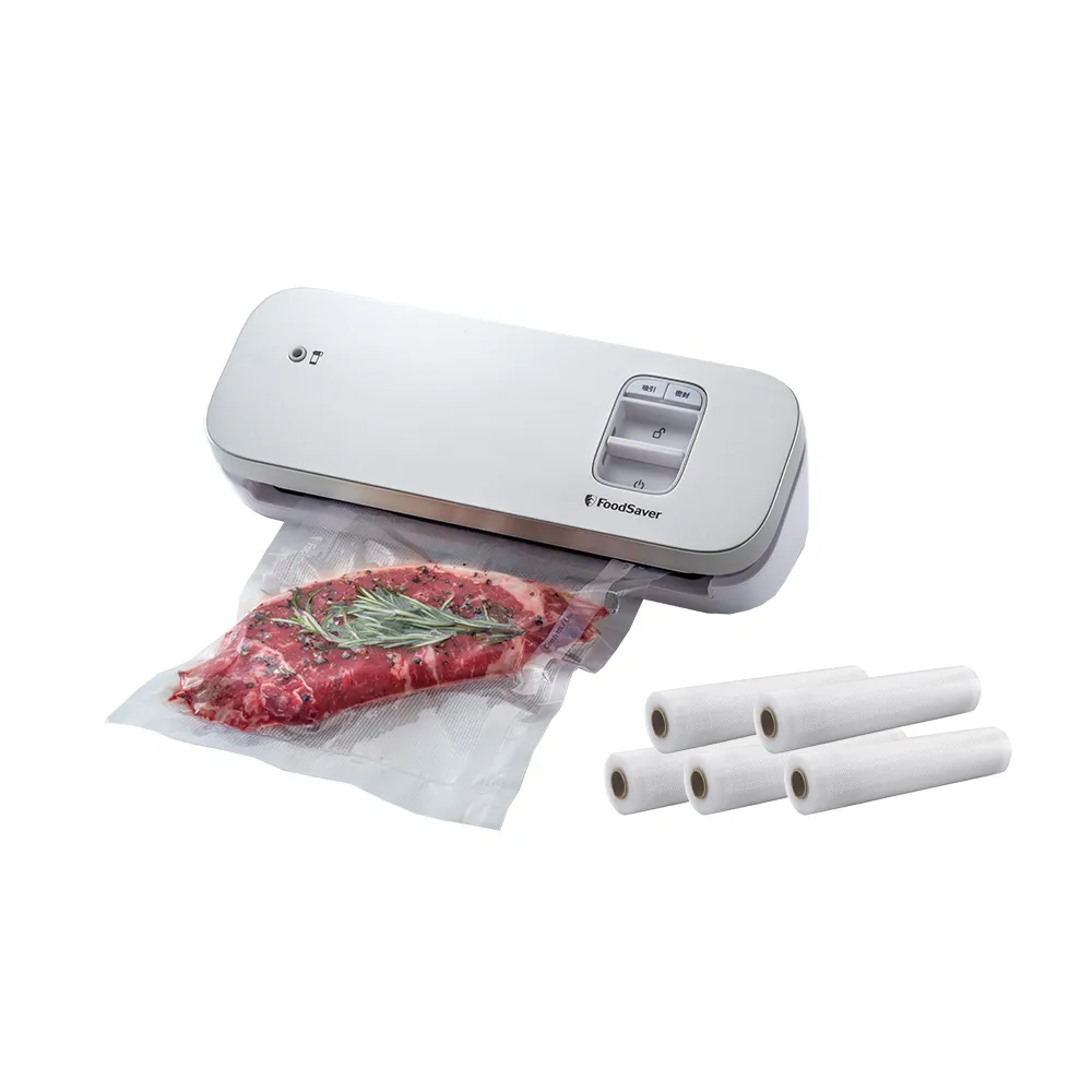 【FoodSaver】輕巧型真空保鮮機VS1193+8吋真空用卷裸裝5入(真空機/包裝機/封口機)
