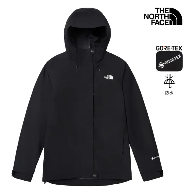 【The North Face】北面女款黑色Gore-Tex專業防水衝鋒衣｜8F1DJK3(外套)