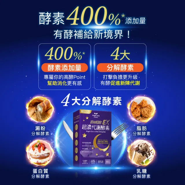 【Angel LaLa 天使娜拉】超濃代謝EX速攻夜酵素160錠(胺基酸/藤黃果/益生菌/蔬果酵素/GABA/賴雅妍)