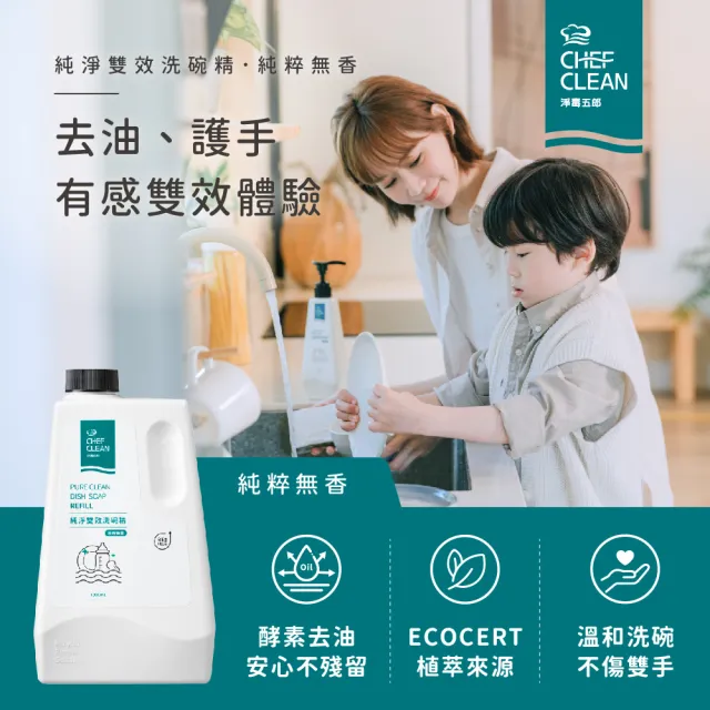 【淨毒五郎】碗盤清潔補充組-清潔劑500ml＋補充瓶1000ml二入(洗碗精)
