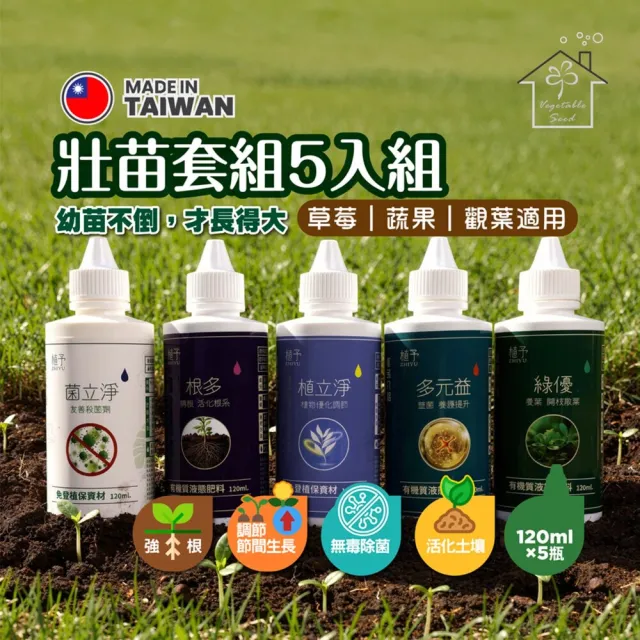 【蔬菜工坊】壯苗套組 5入 120ml 強根抗徒長 無毒除菌 草莓育苗觀葉