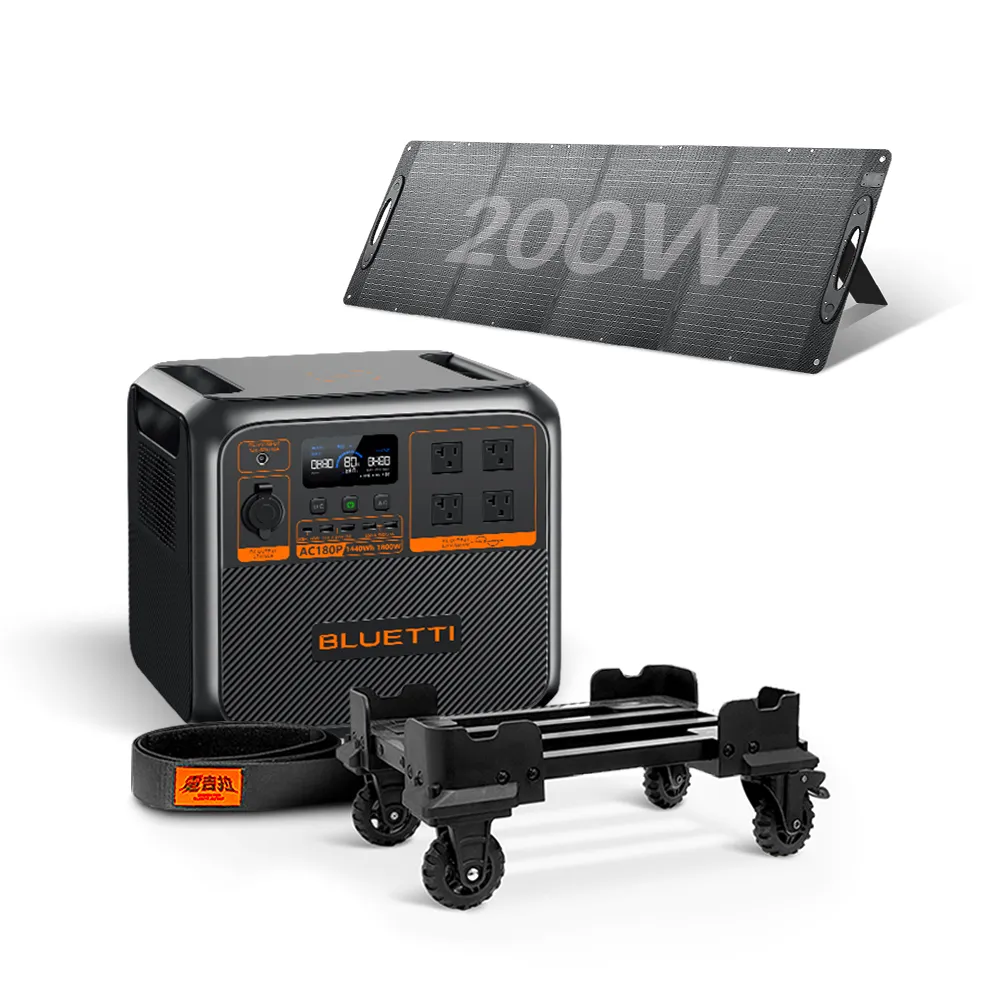 【BLUETTI】1800W電吉拉儲能電源+200W太陽能板+推車(戶外行動電源／行動電站／移動電源／露營電源)