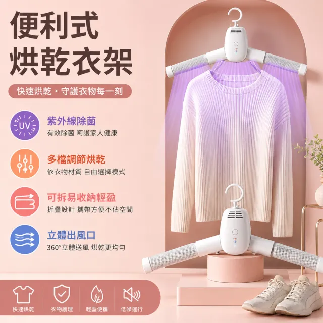 Loha 樂活家 可折疊烘乾衣架 隨身便攜(一機多用 多檔調溫 速乾除味 高效除菌 立體熱風急速幹衣)