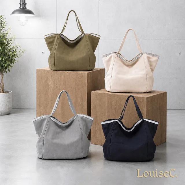 【LouiseC.】雙11 Tree House 帆布水鑽 自然垂墜托特TOTE 肩背大包 4色 中尺寸 CC3531