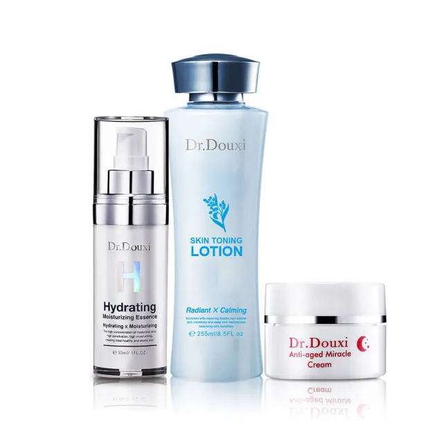 【Dr.Douxi 朵璽】久久慶精選組合-F(玻尿酸精華30ml+健康水255ml+熬夜霜10ml)