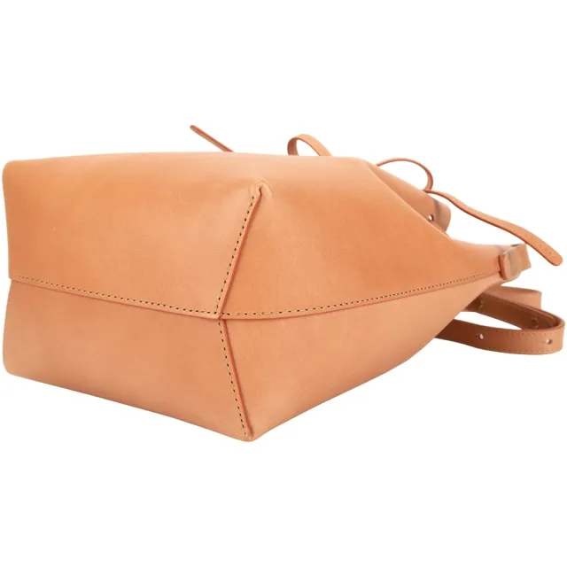 【MANSUR GAVRIEL】Bucket 植鞣小牛皮拼漆皮襯裡束口綁帶斜背水桶包(焦糖褐色 肩背 真皮)