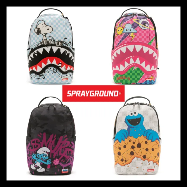 【SPRAYGROUND】經典IP角色聯名 鋸齒鯊大容量雙肩後背包(任選均一價)